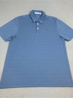 Criquet Blue Striped Polo Shirt Men’s XL Performance Cotton Blend Short Sleeve